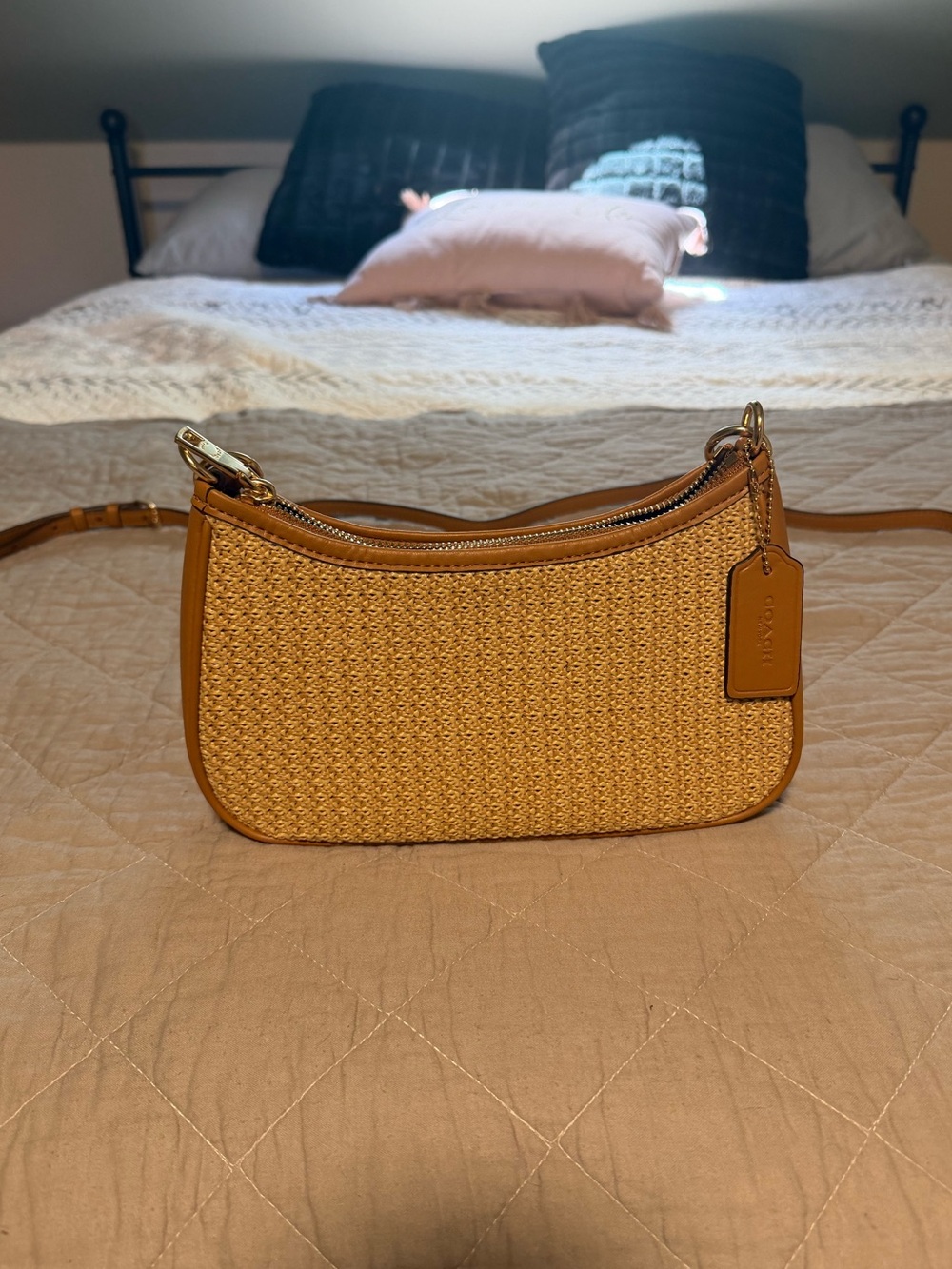 Coach Teri Straw Shoulder Bag - Picture 2 of 4